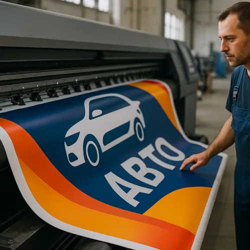 Уличный баннер для авто тематики в Гродно — реклама услуг, городской фон