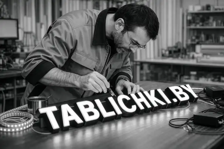 Изготовление объёмных световых букв в цеху