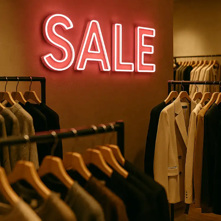 Интерьерный неон «SALE» — бутик одежды, розовый LED